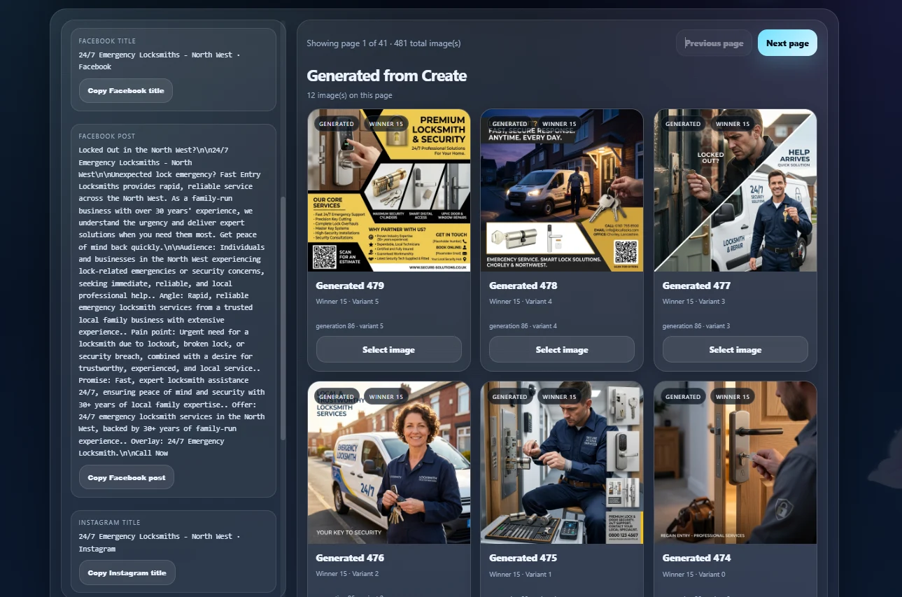 AdEngine Socials module screenshot