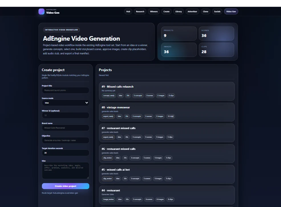 AdEngine Video Gen workflow screenshot 1
